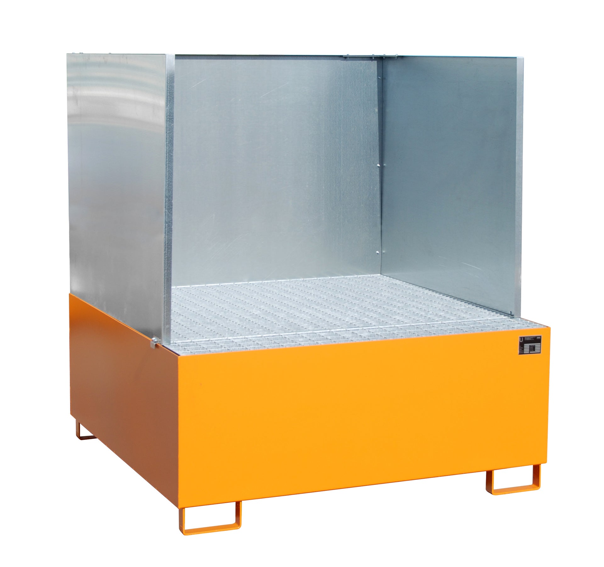 Bild Aufffangwanne AW 1000 gelborange mit Spritzschutzwand