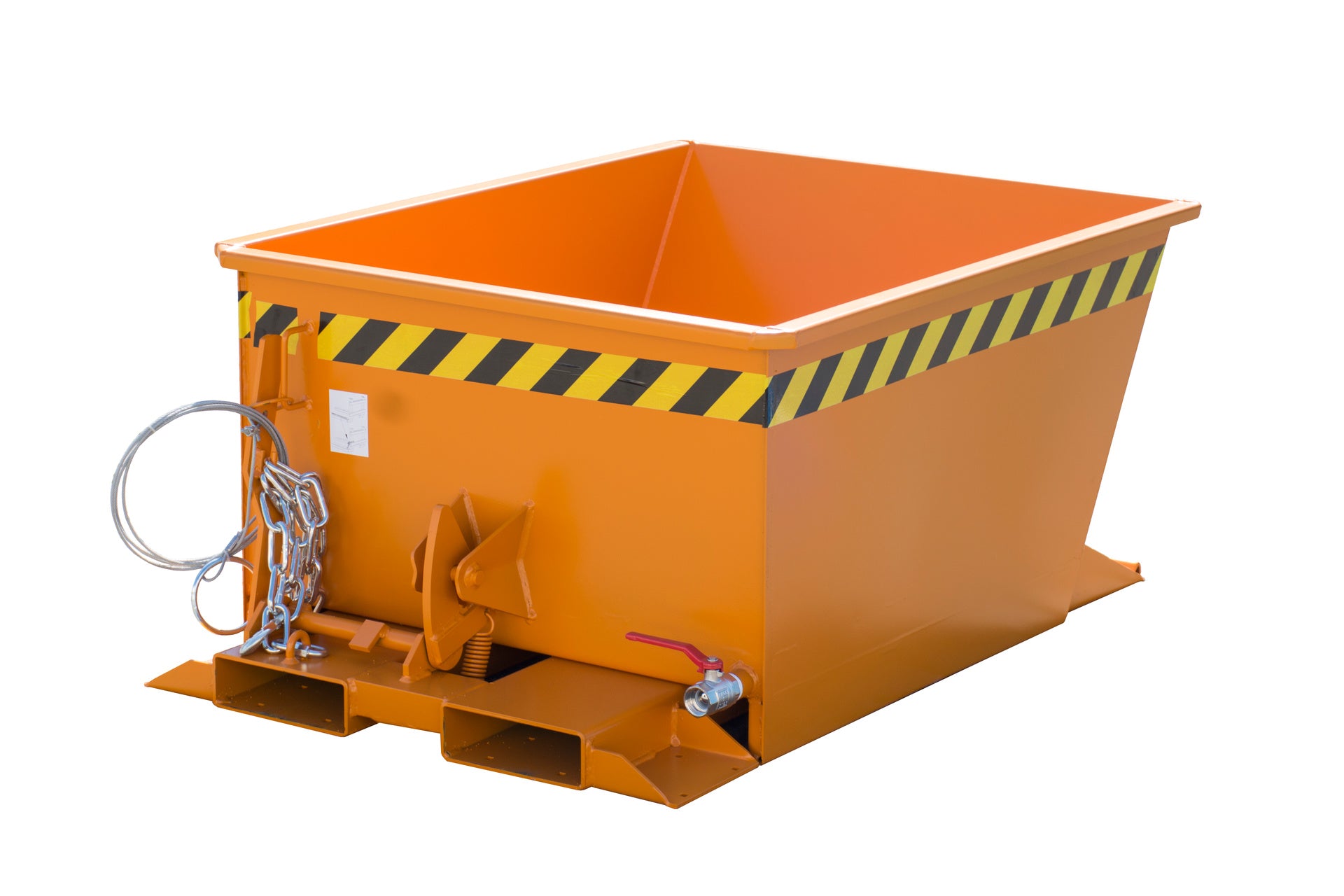 Rück-Seiten-Ansicht Späne-Kippbehälter SGU-RZ 30 gelborange