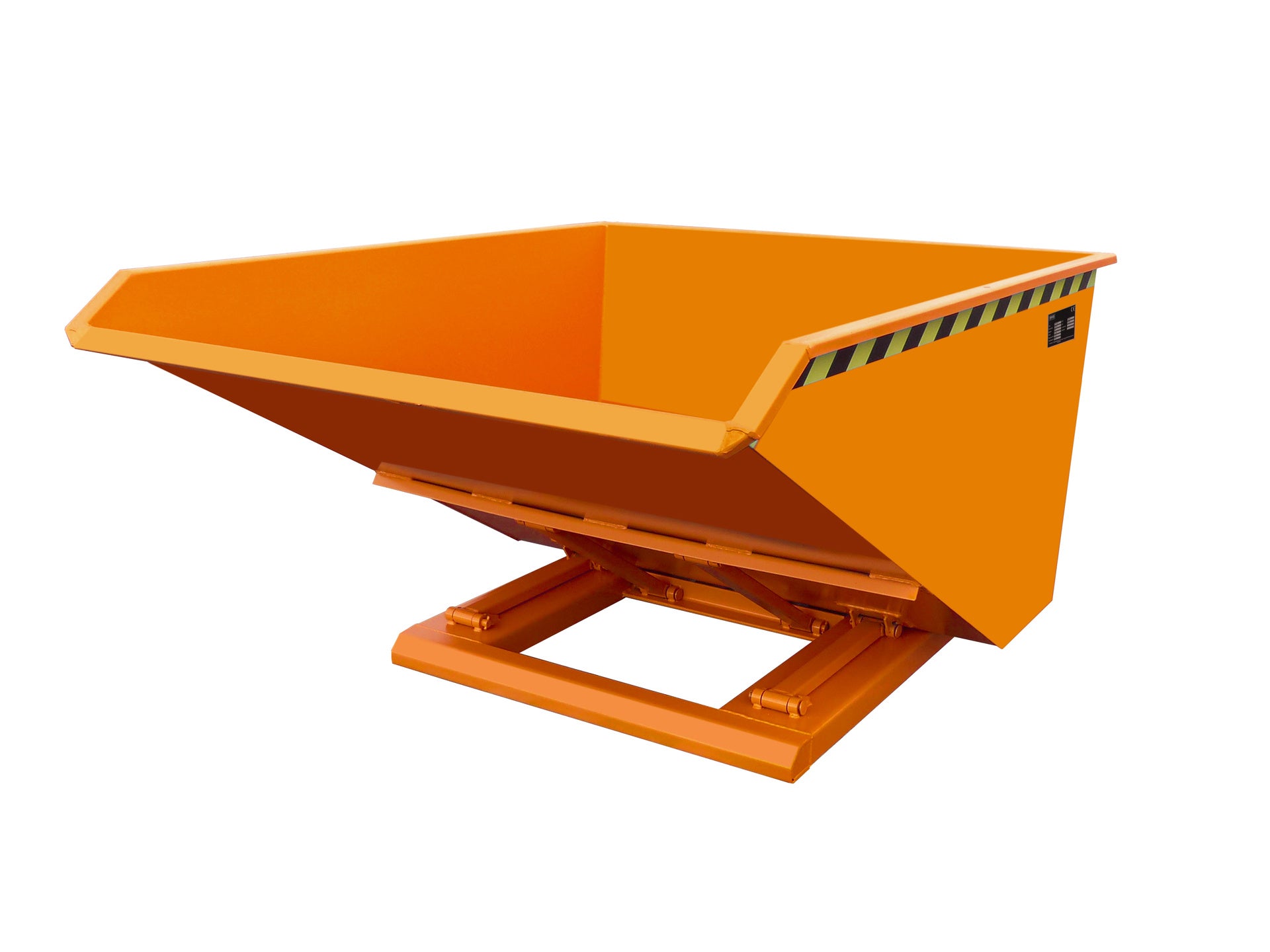 Front-Seitenansicht Kippbehälter NK 100 gelborange