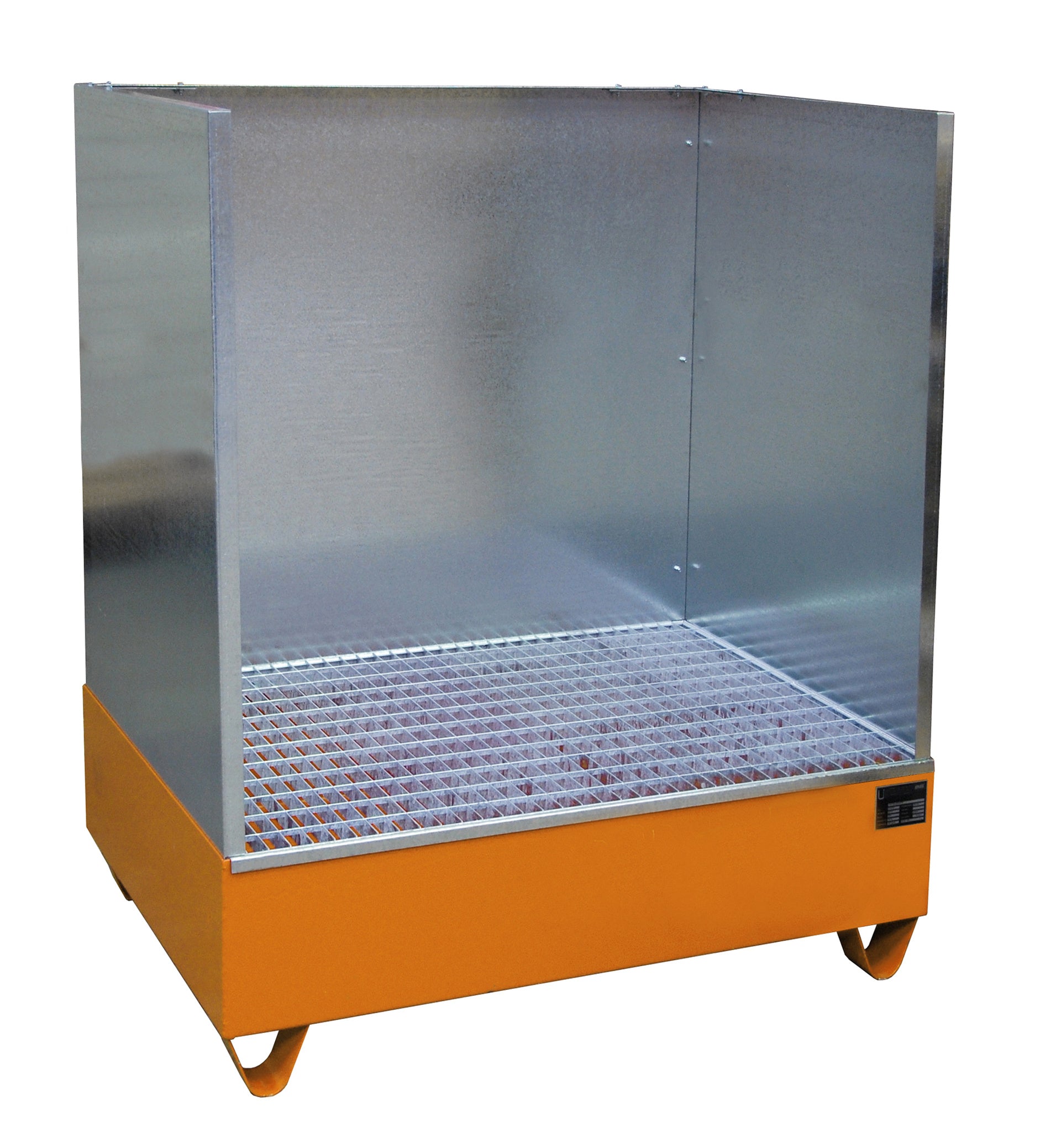 Bild Auffangwanne 2018/SW mit Spritzschutzwand gelborange