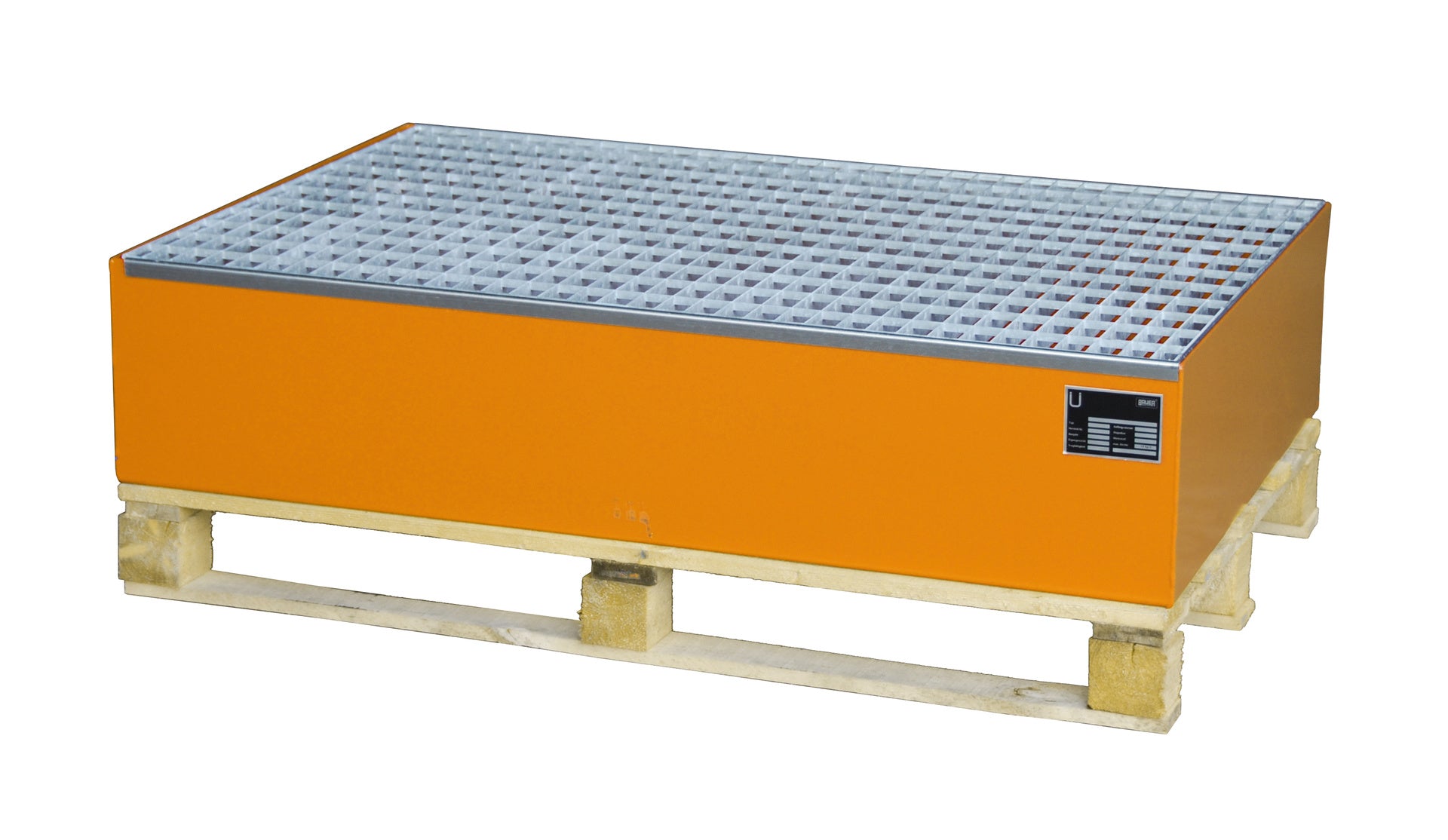 Bild Auffangwanne 2010 gelborange mit Gitterrost auf Palette