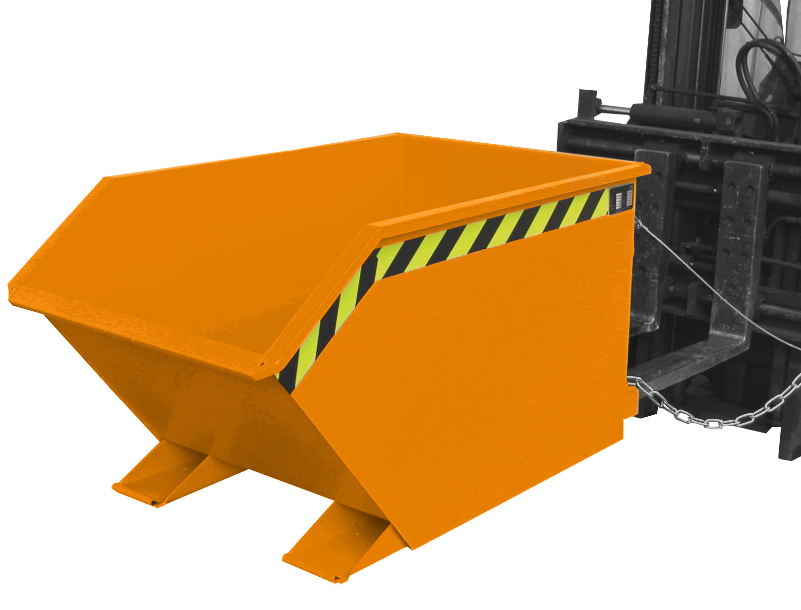 Bild Anwendung Späne-Kippbehälter GU-E 300 gelborange mit Stapler
