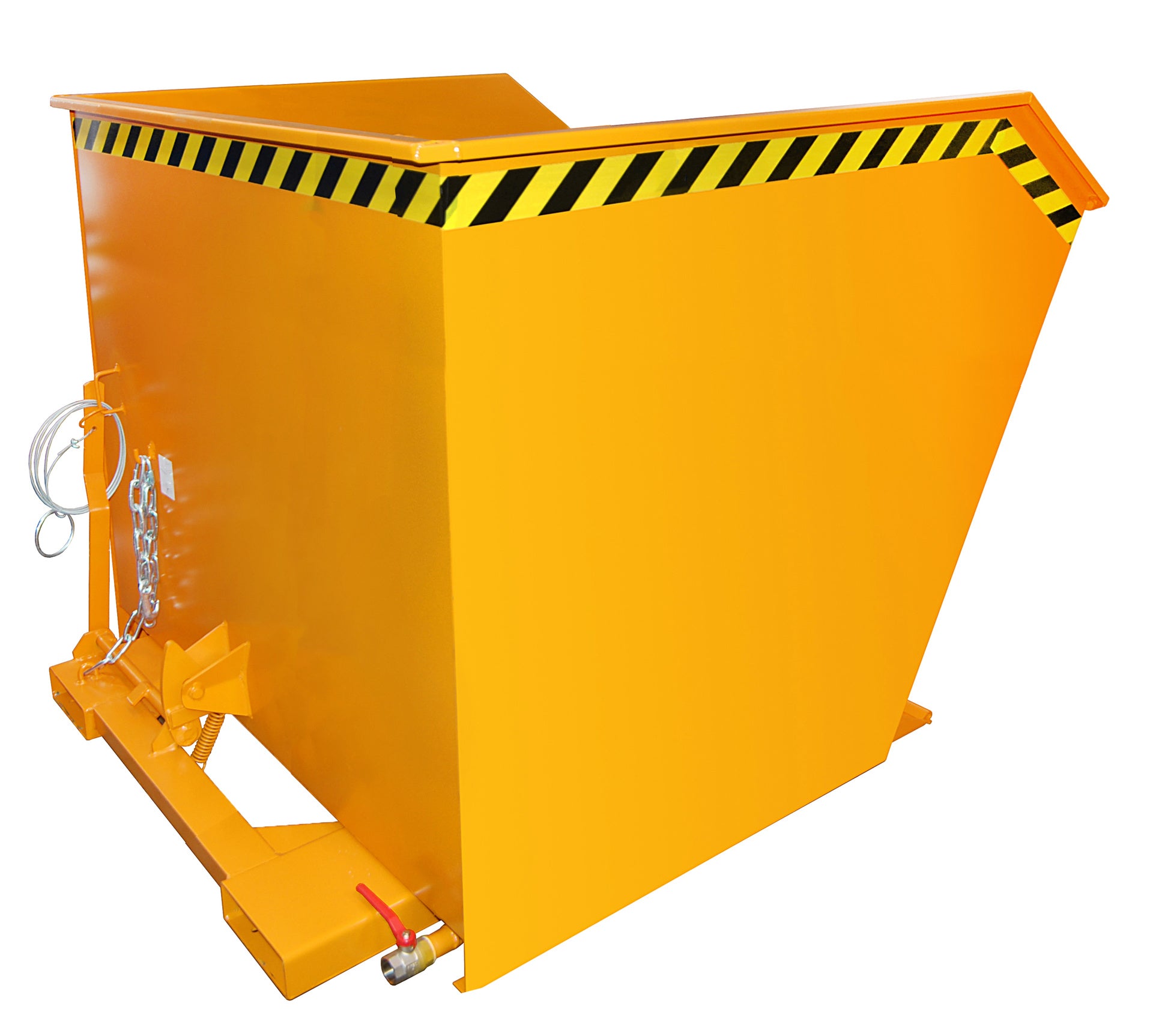 Seiten-Ansicht Späne-Kippbehälter GU-E 2000 gelborange