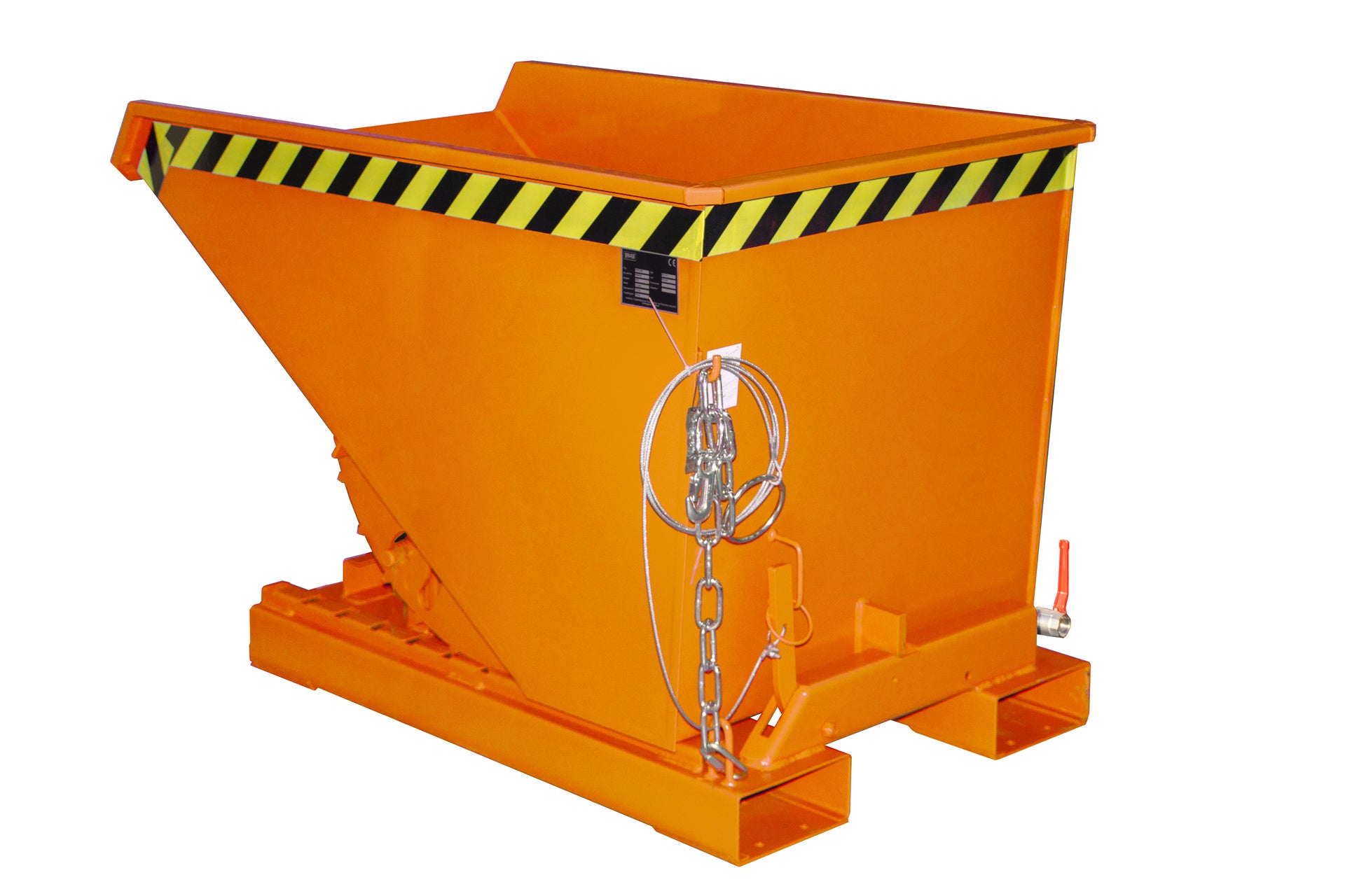 Rück-Seitenansicht Späne-Kippbehälter EXPO-E 300 gelborange