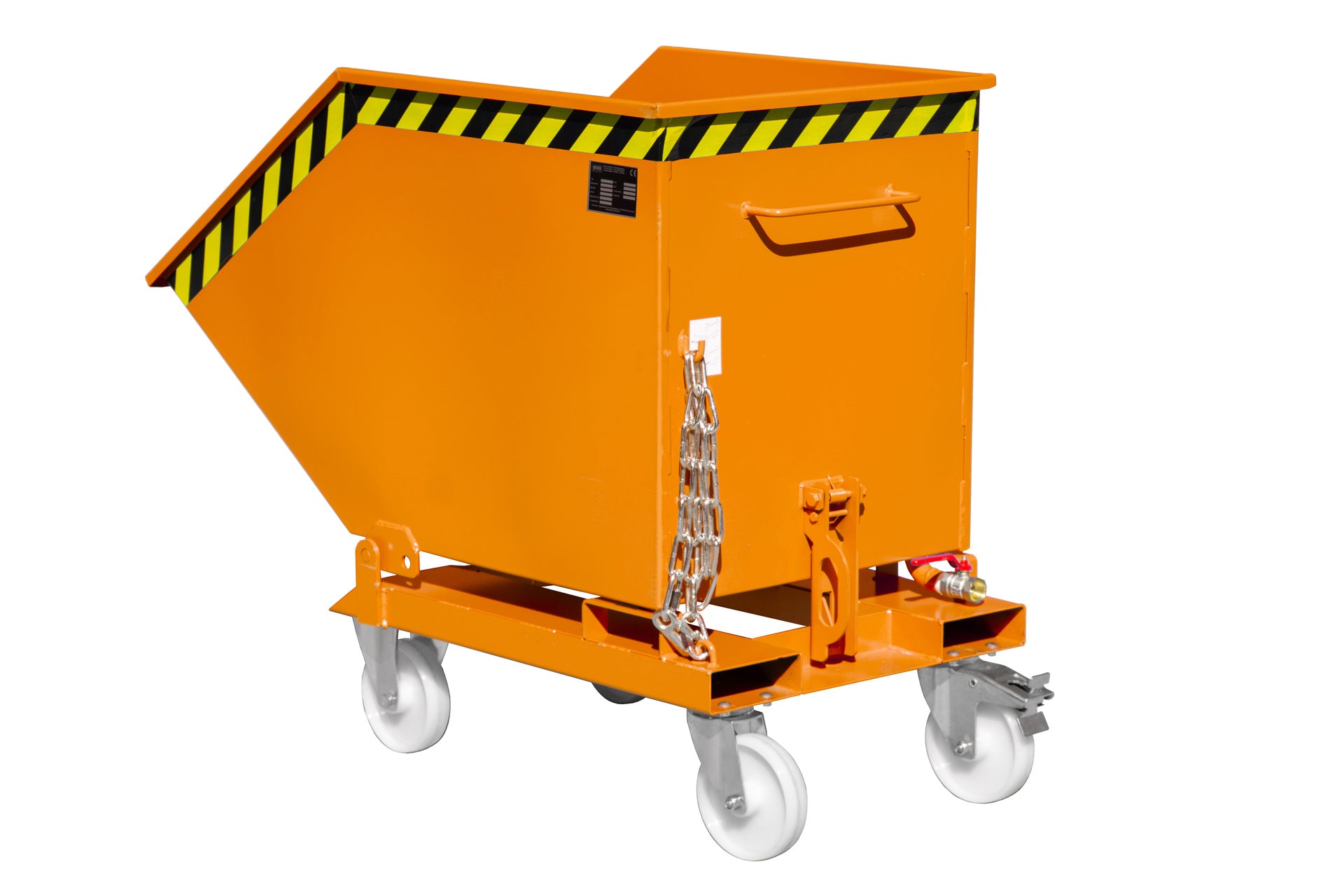 Späne-Kippmulde SKK 400 mit Zubehör Räder Polyamid weiss