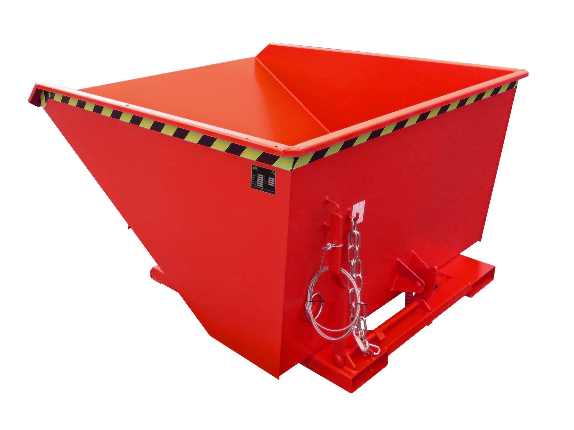 Rück-Seitenansicht Kippbehälter NK 100 feuerrot