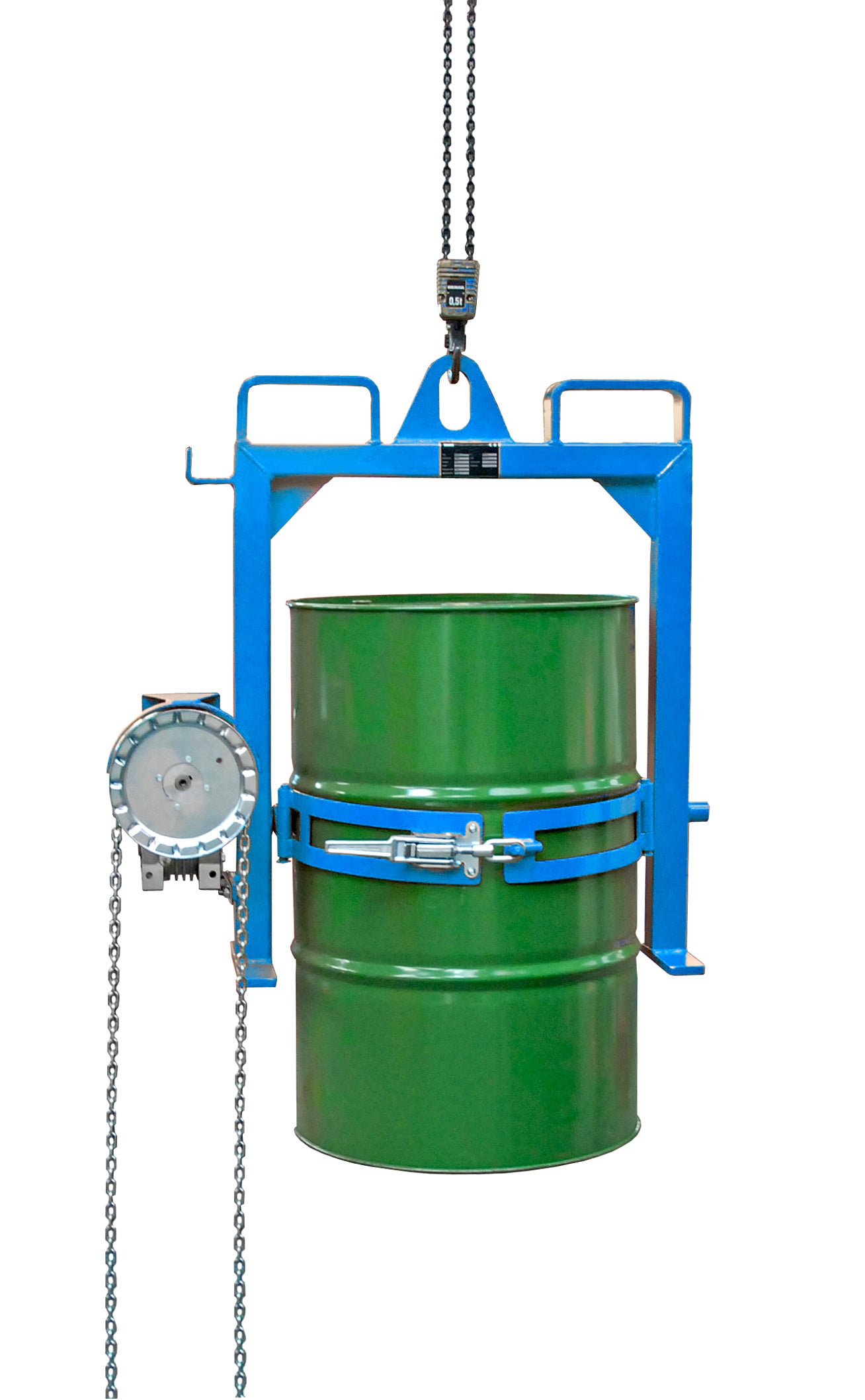 Fasskipper Typ FD-SK lichtblau mit Kranaufnahme