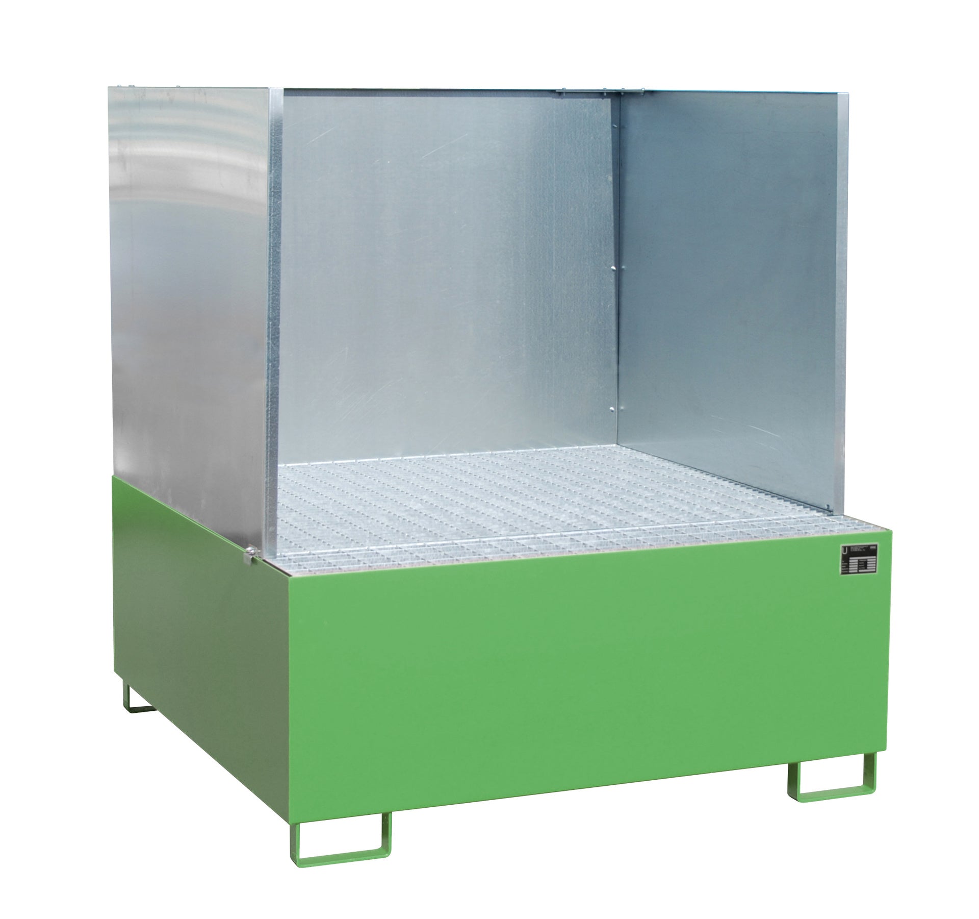 Bild Aufffangwanne AW 1000 resedagrün mit Spritzschutzwand