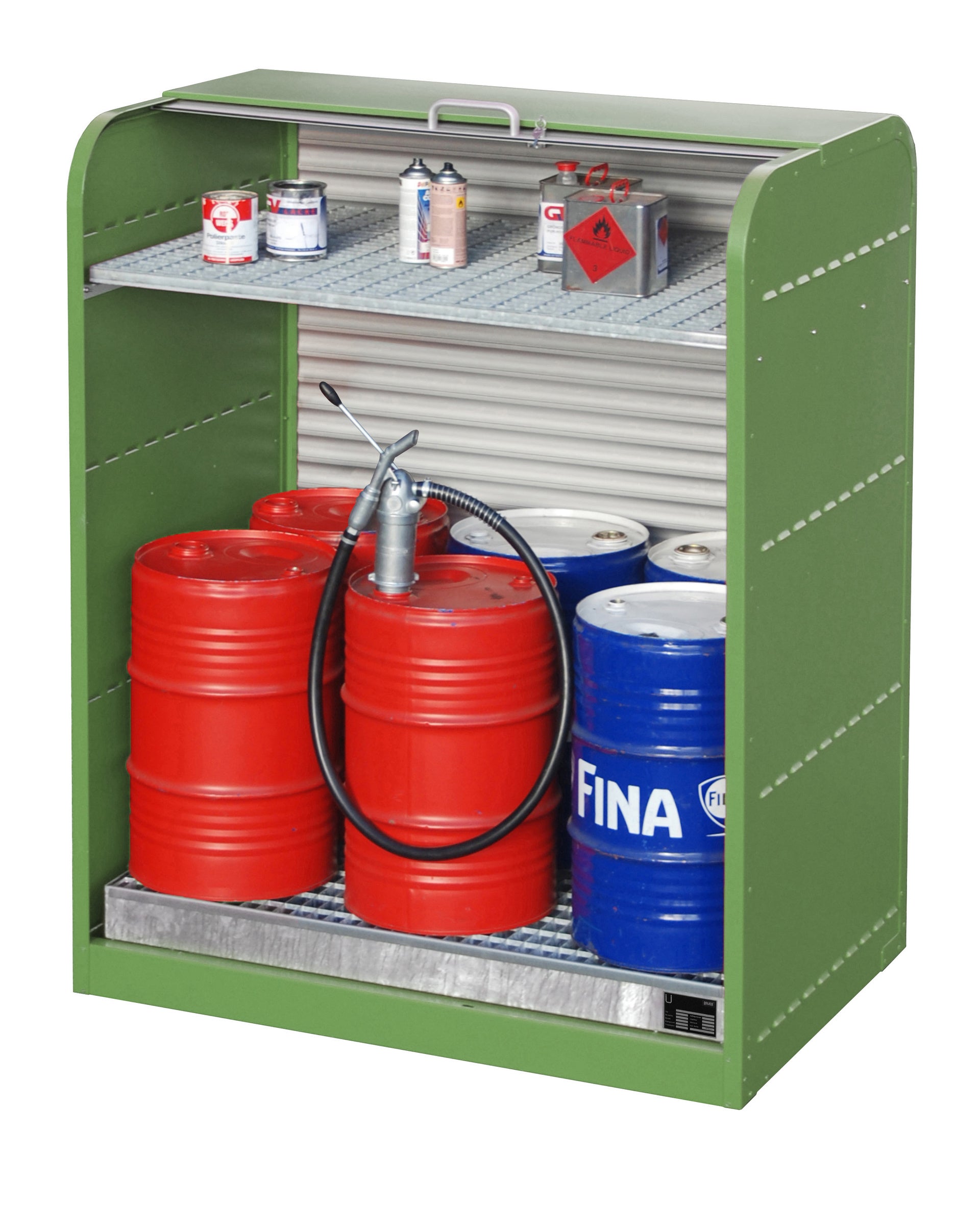 Bild Anwendung Gefahrstoff-Rollladenschrank RSG-2 resedagrün