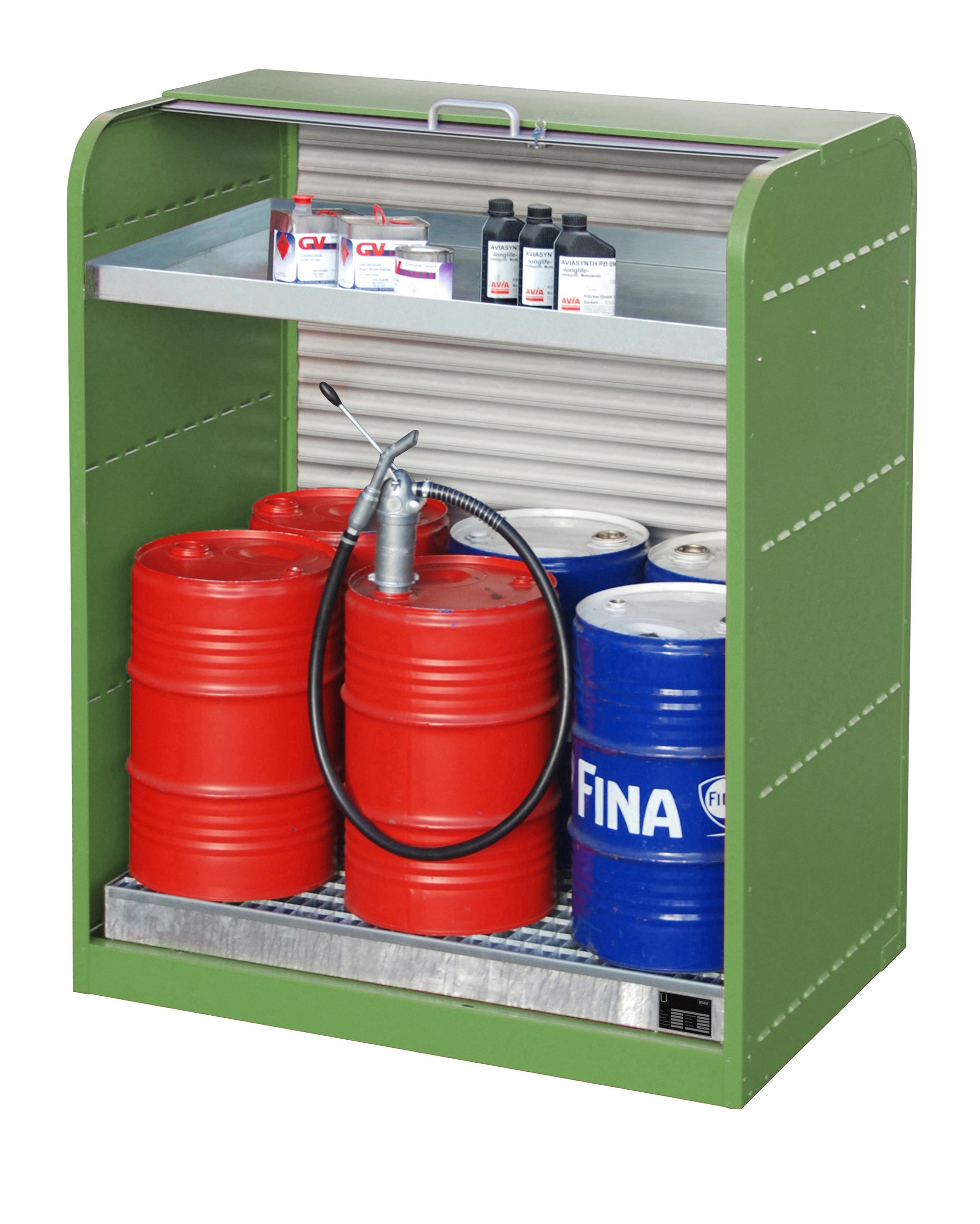 Bild Anwendung Gefahrstoff-Rollladenschrank RSG-3 resedagrün