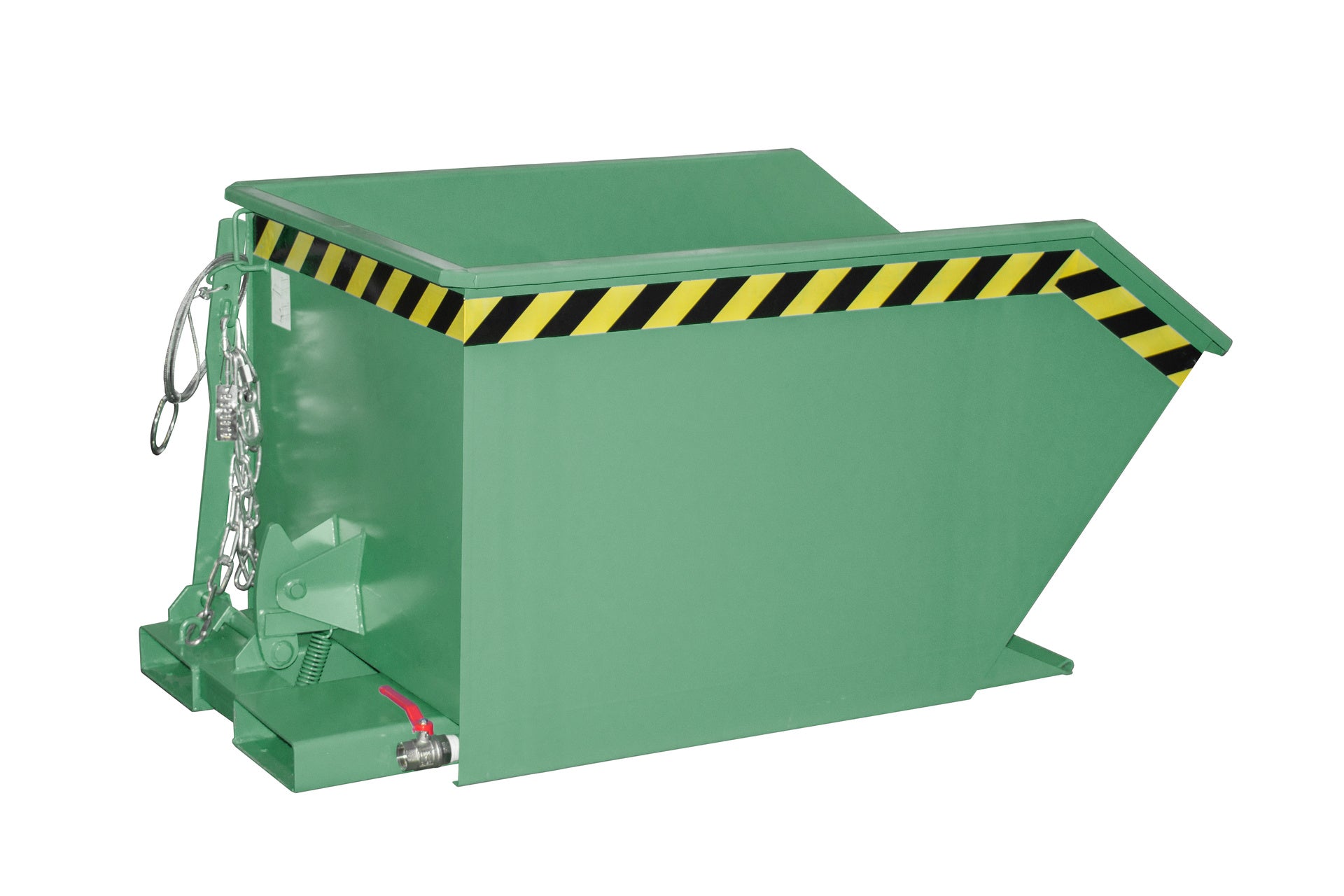Seiten-Ansicht Späne-Kippbehälter GU-E 500 resedagrün