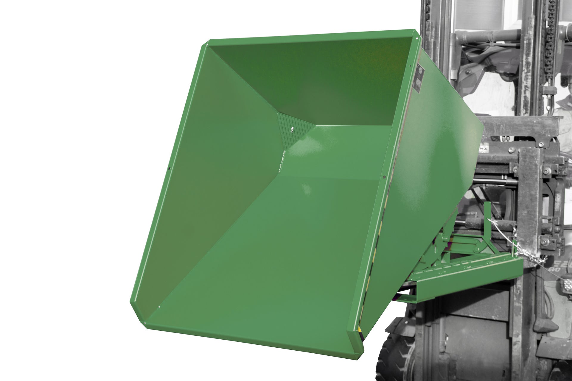 Anwendung Kippfunktion am Stapler Späne-Kippbehälter EXPO-E 600 resedagrün