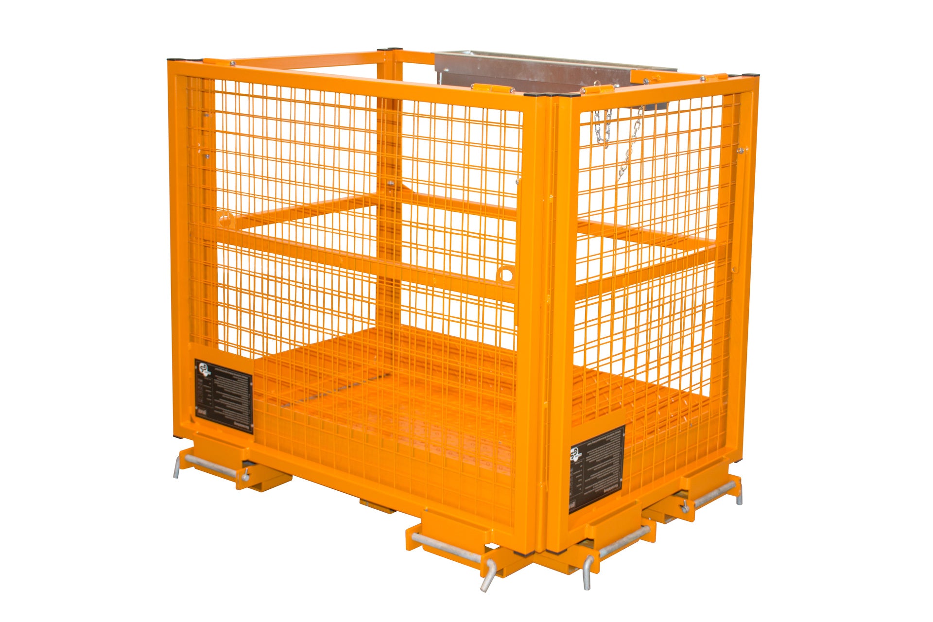 Rück-Seitenansicht Einfahrtaschen Arbeitsbühne Typ MB-II gelborange