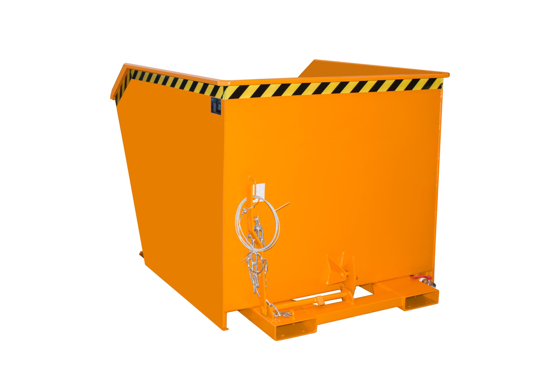 Rück-Ansicht Späne-Kippbehälter GU-E 1500 gelborange