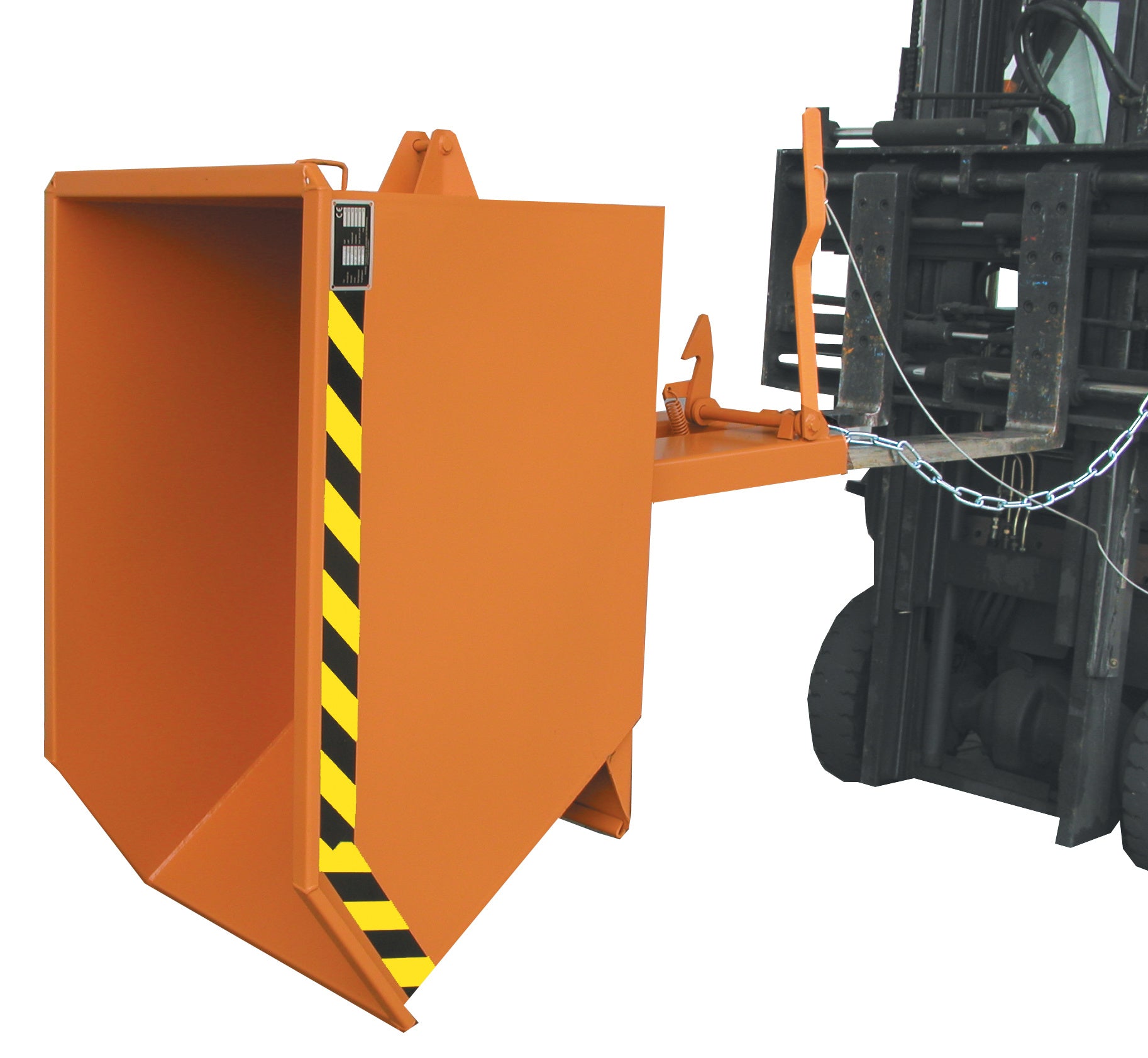 Anwendung Kippbehälter GU 500 gelborange Bild mit Stapler