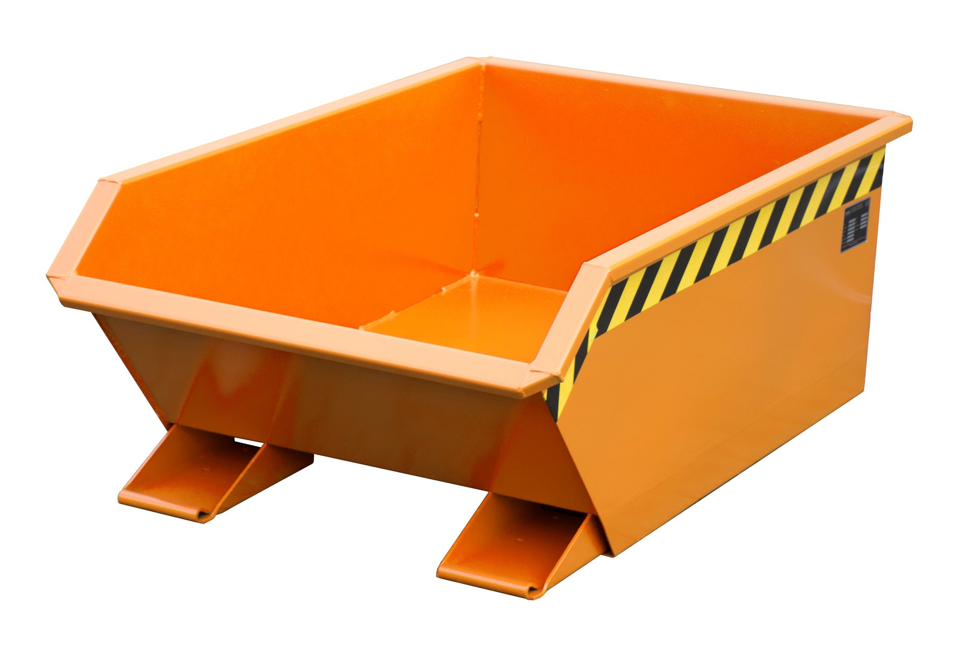 Front-Seiten-Ansicht Kippbehälter MGU 270 gelborange