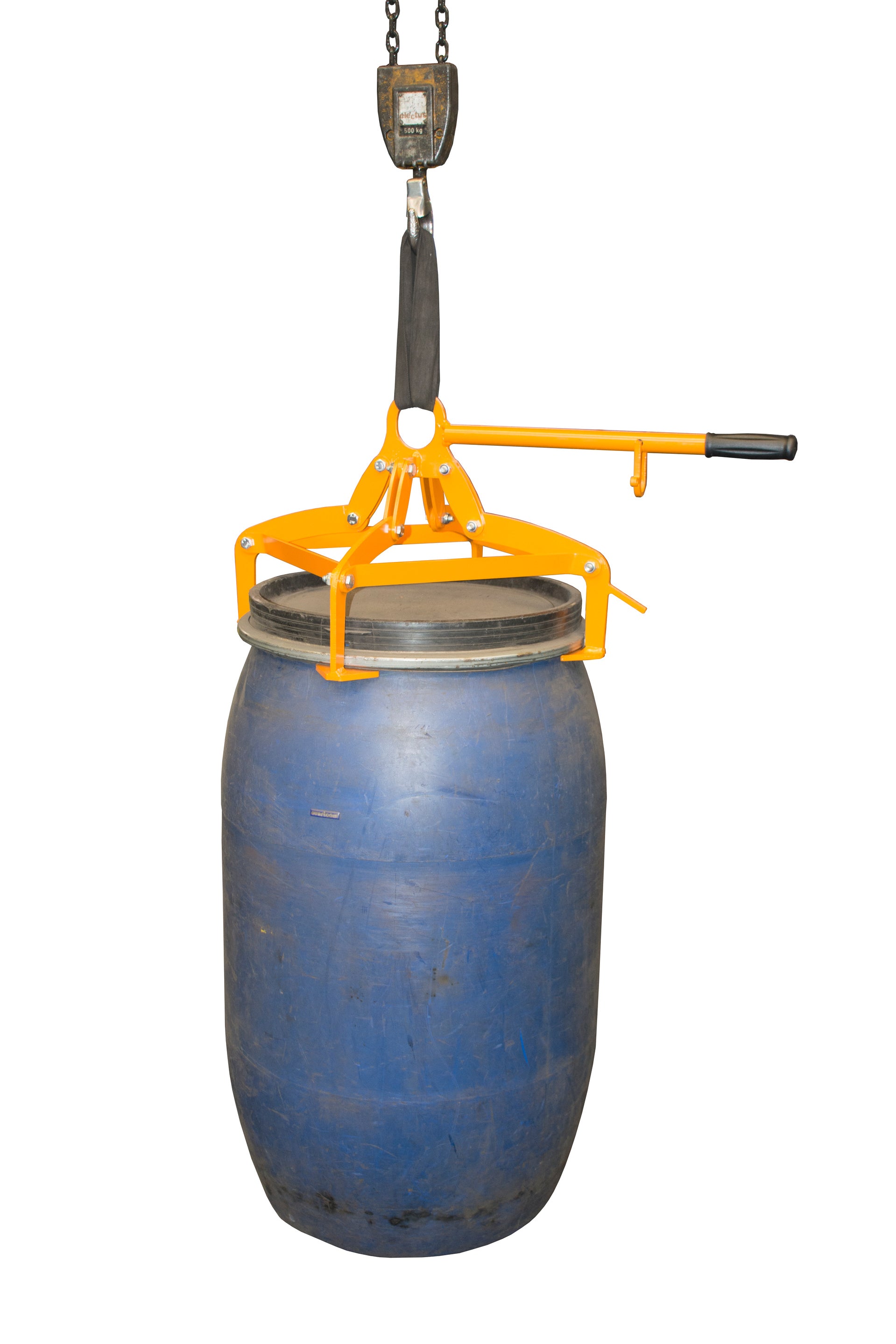 Fassgreifer 4P-220 gelborange an Kranösse