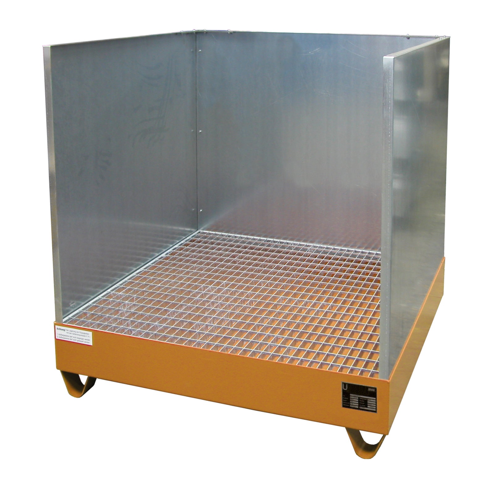 Bild Auffangwanne 2032/SW mit Spritzschutzwand gelborange