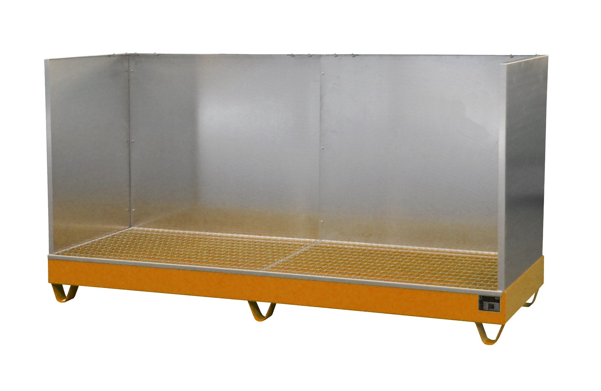 Bild Auffangwanne 2042/SW mit Spritzschutzwand gelborange