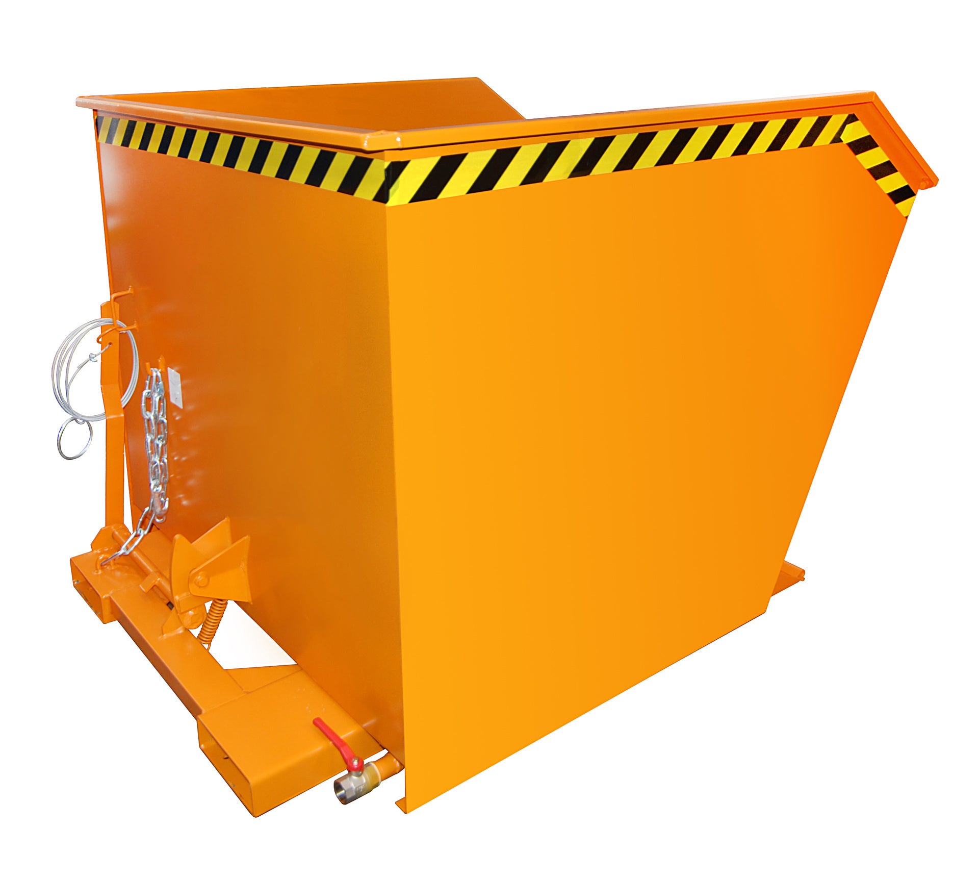 Seiten-Ansicht Späne-Kippbehälter GU-E 1000 gelborange