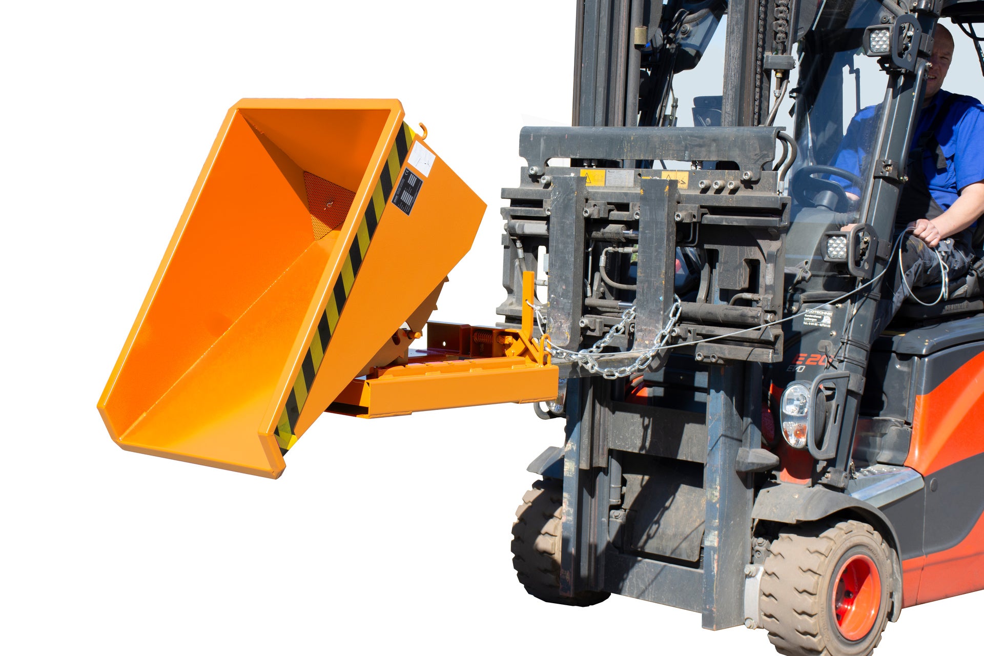 Späne-Kippbehälter EXPO 150 gelborange Staplerbetrieb