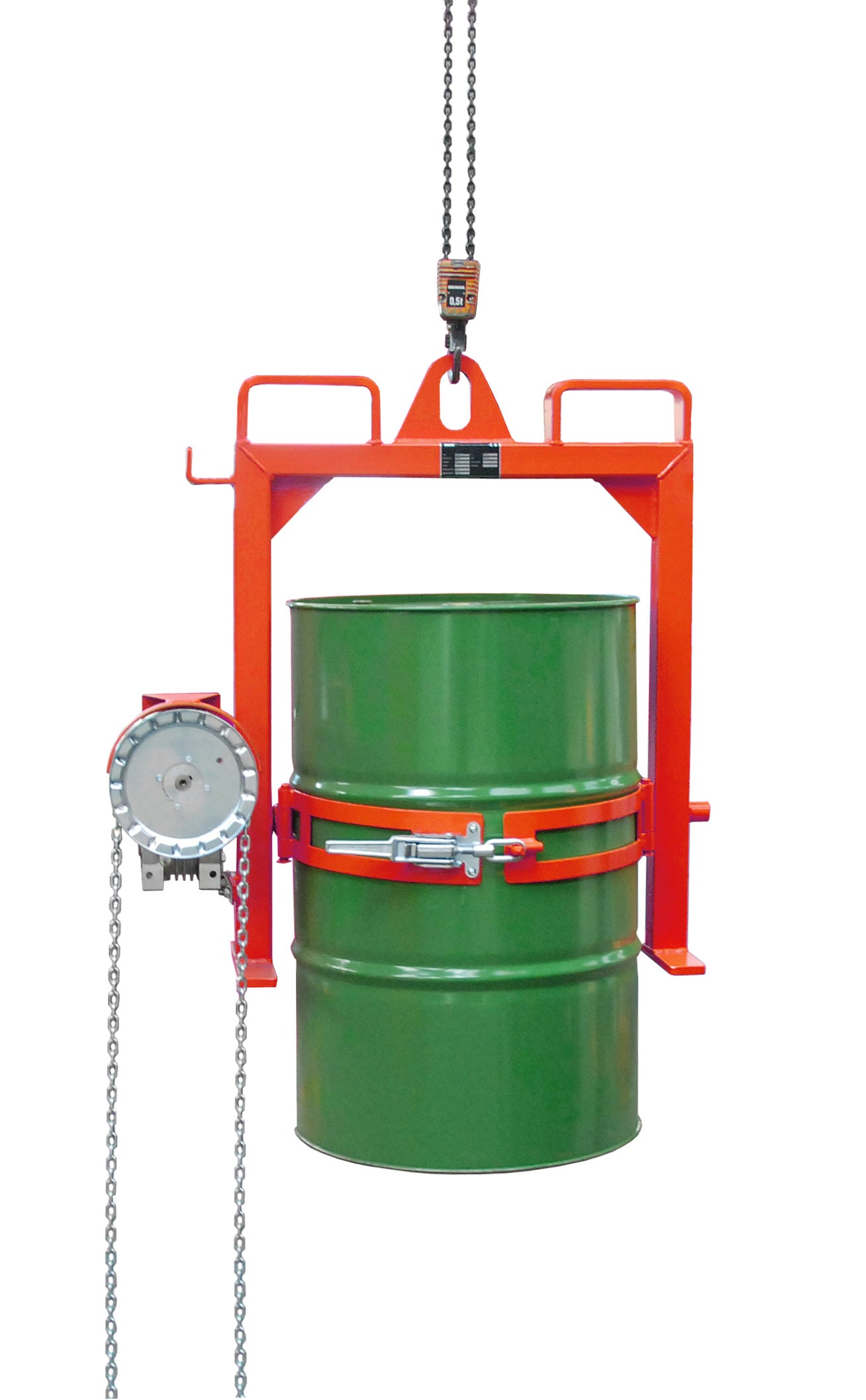 Fasskipper Typ FD-SK feuerrot mit Kranaufnahme 