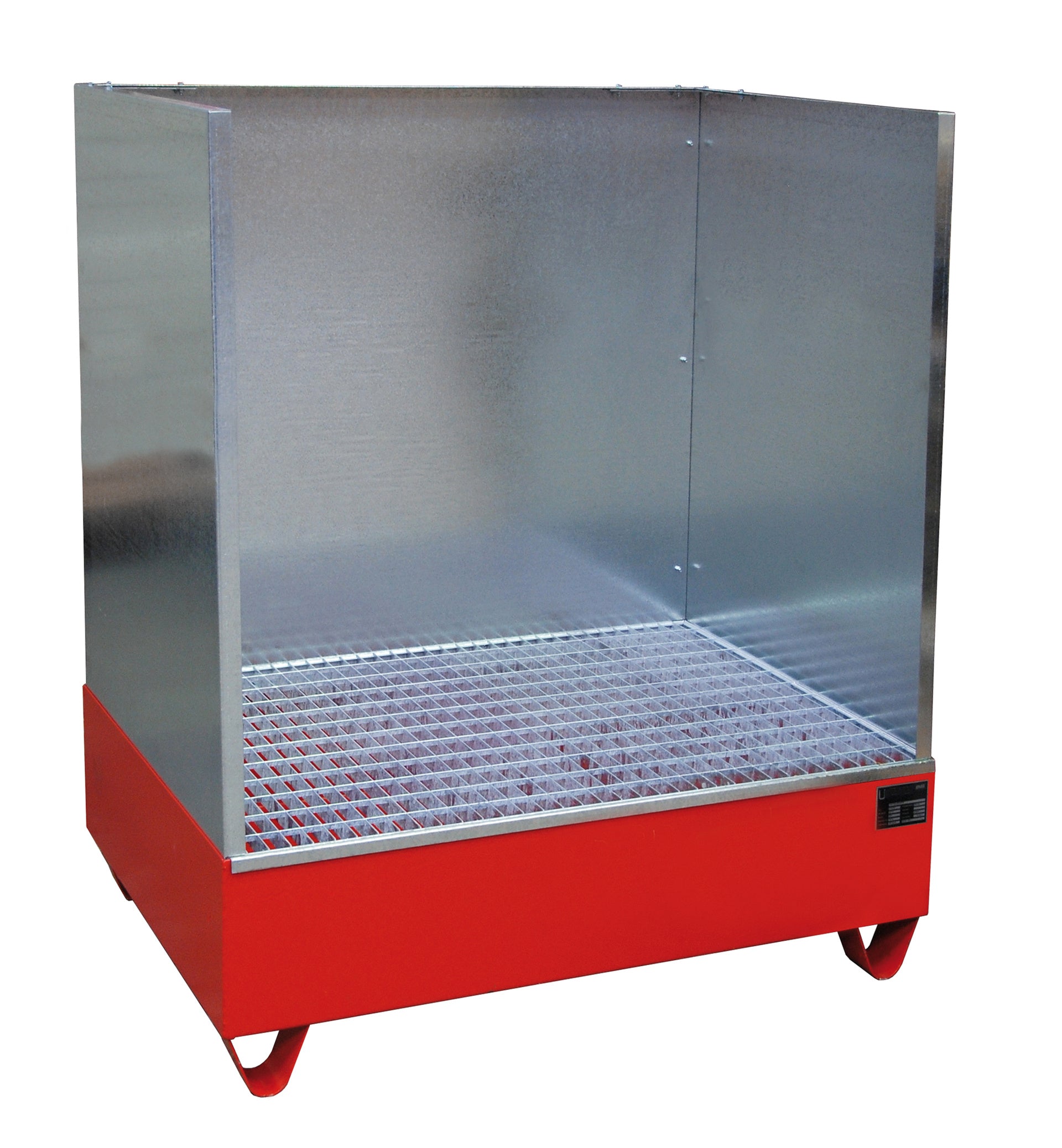 Bild Auffangwanne 2018/SW mit Spritzschutzwand feuerrot