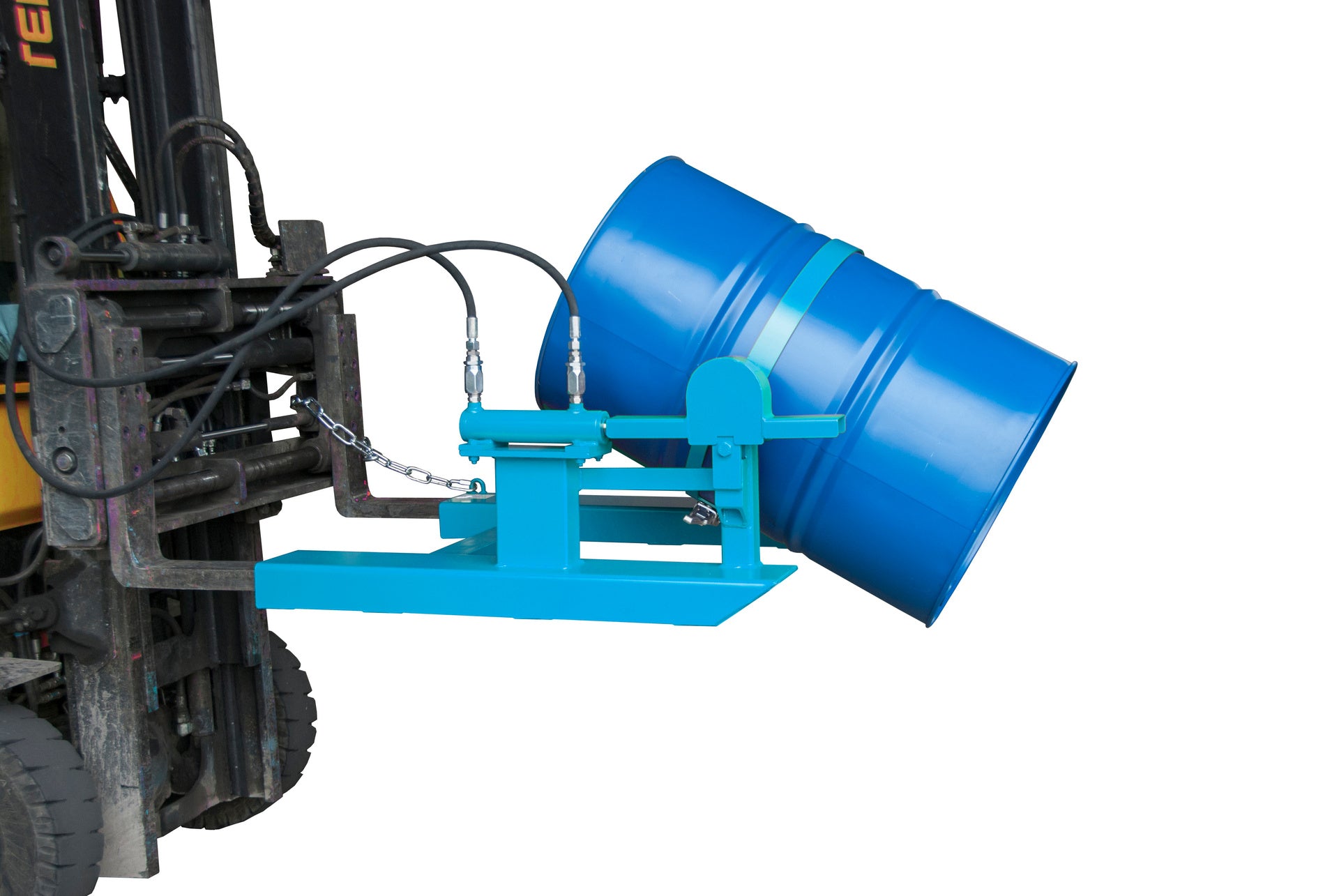 Anwendung Fasskipper Typ FD-H lichtblau mit Hydraulik