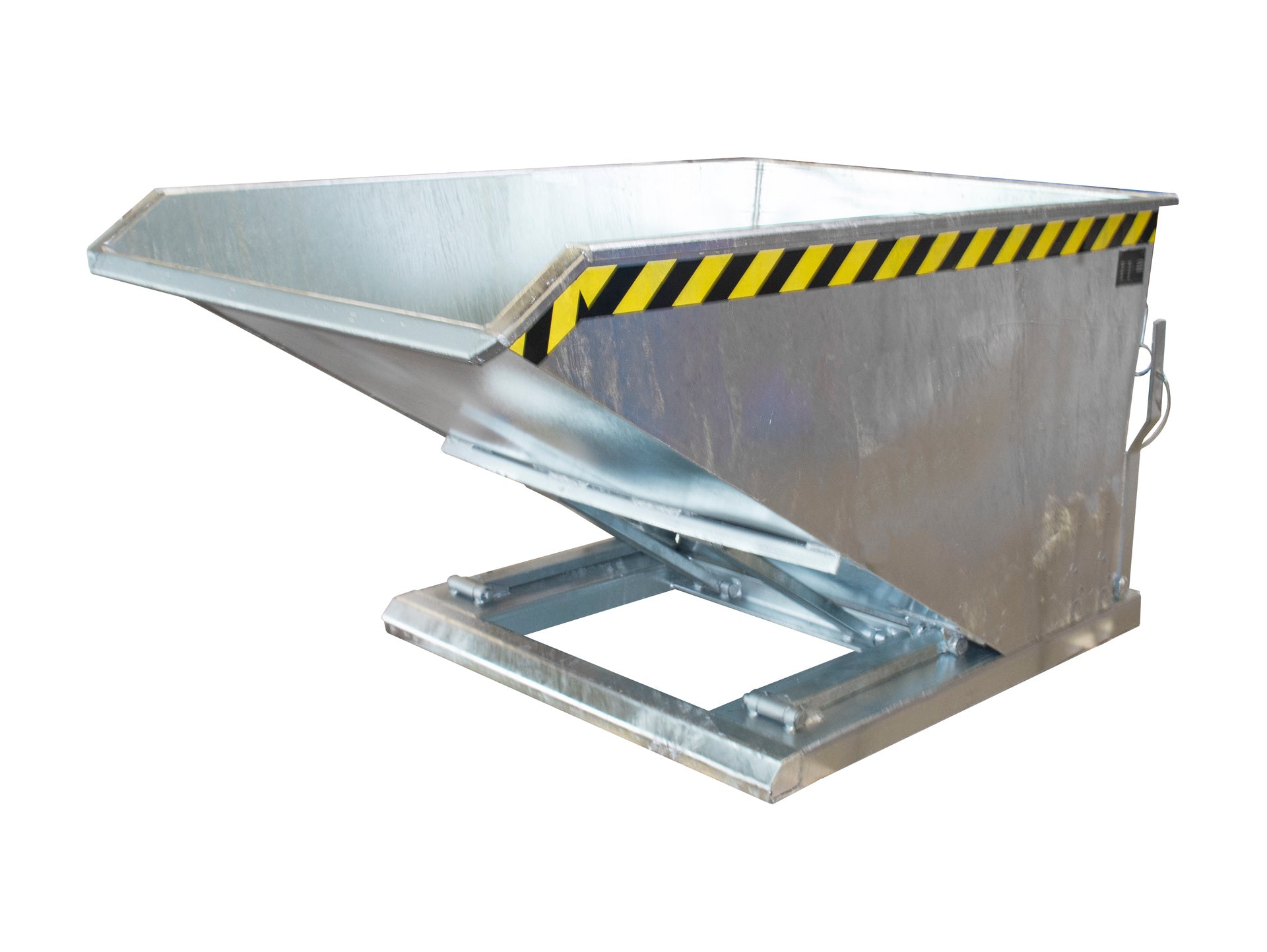 Front-Seitenansicht Kippbehälter NK 75 feuerverzinkt 