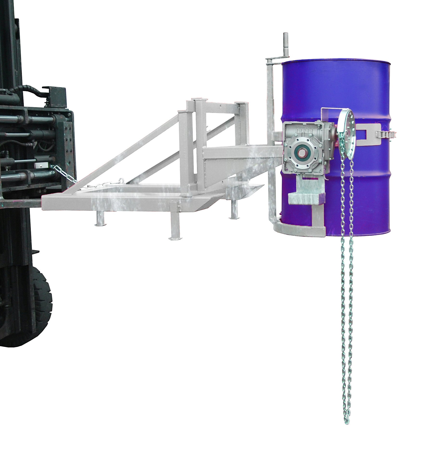 Anwendungsbeispiel Fasskipper Typ FD/L-K mit Kette feuerverzinkt