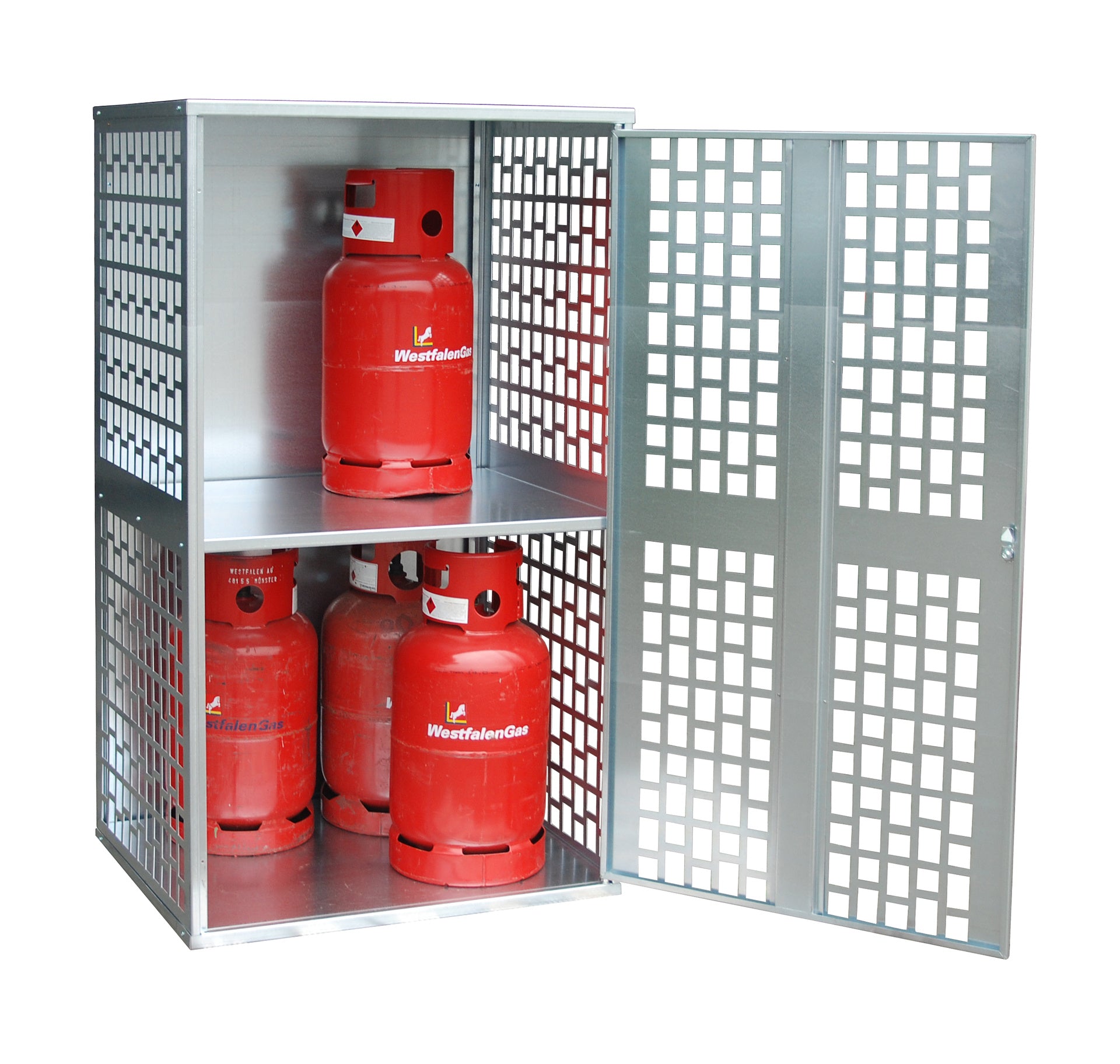 Gasflaschendepot GFD-L - verzinktes Stahlblech, große Kapazität, TRGS 510