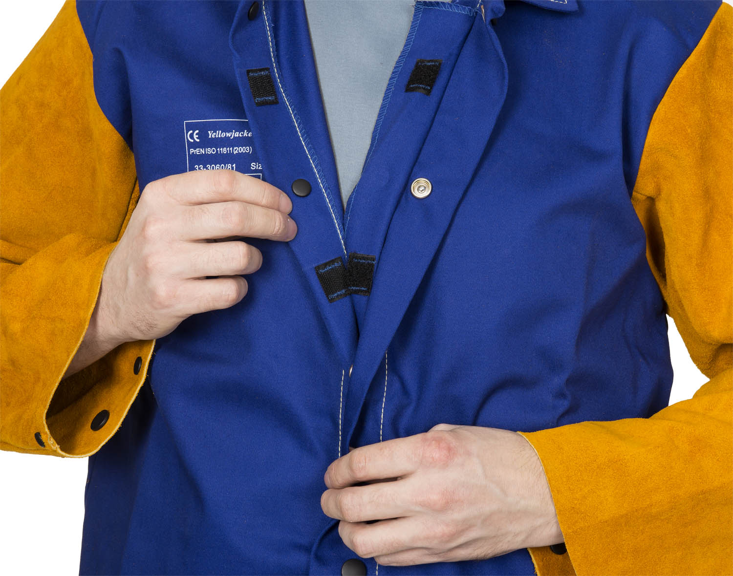 EN 111611 zertifizierte Schweißerjacke Baumwolle mit Lederärmel