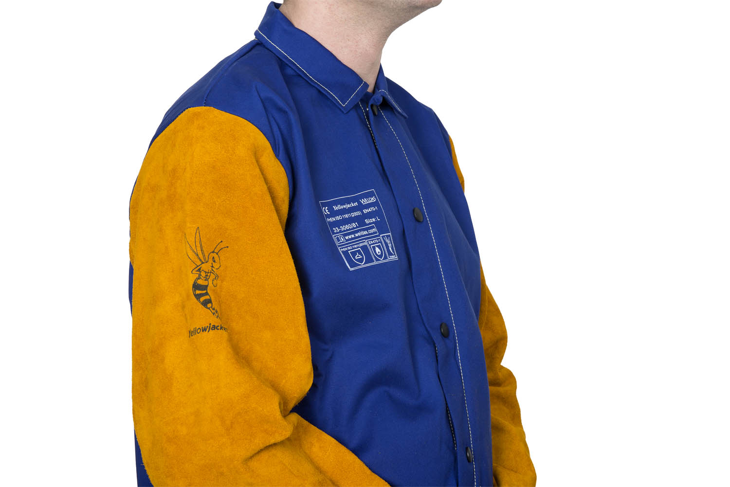 Seitenaufnahme : Lederärmel der Schweißerjacke 