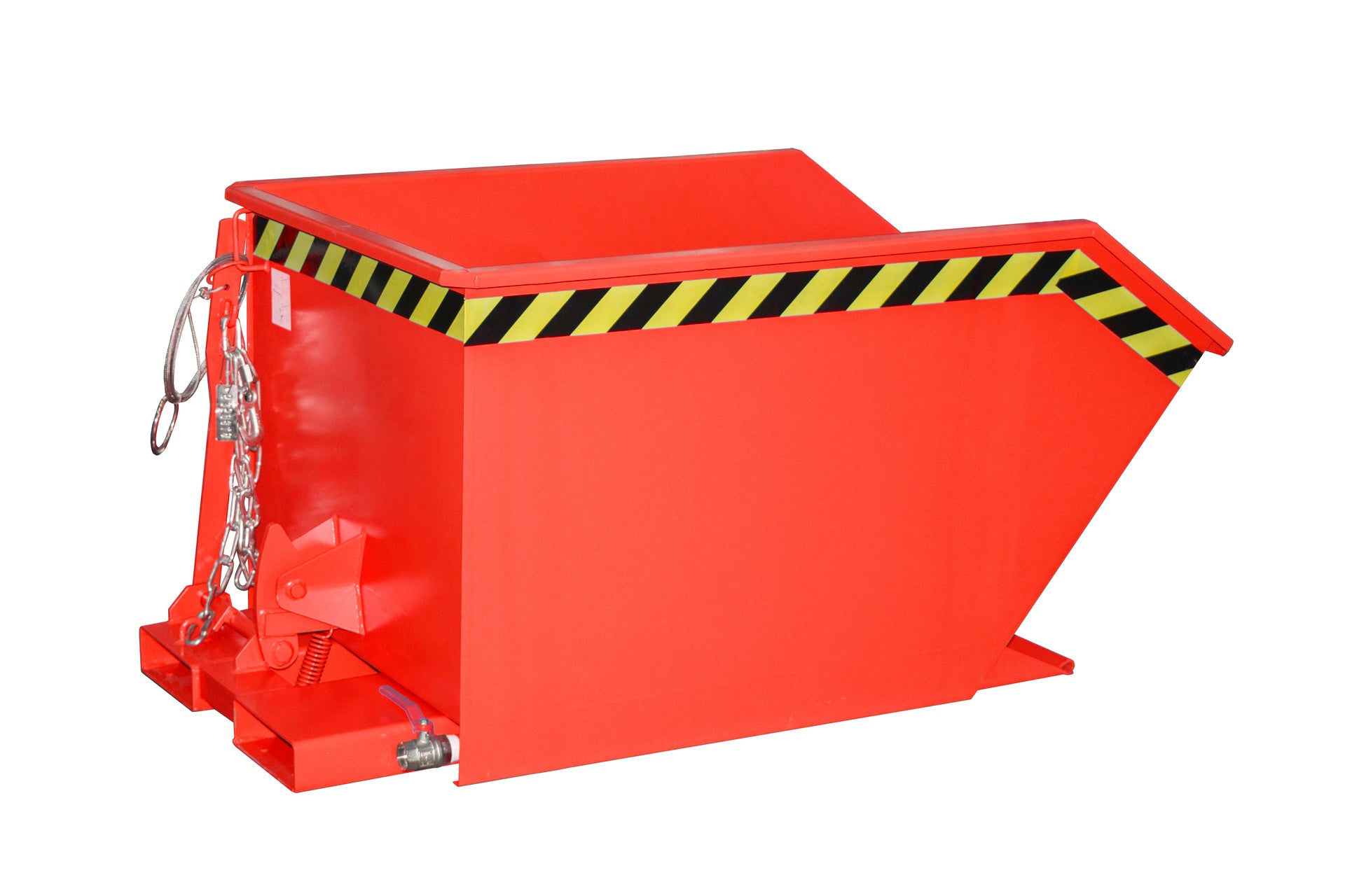 Seiten-Ansicht Späne-Kippbehälter GU-E 500 feuerrot